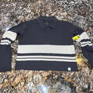 Boys T & B Striped gray Polo Shirt size small 7-8